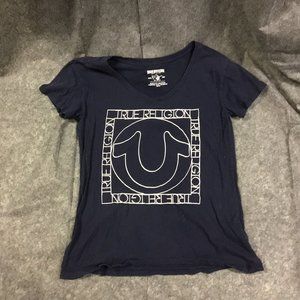 True Religion Women's Relaxed T-Shirt. Size Small, S. Navy Blue, Dark Blue Tee